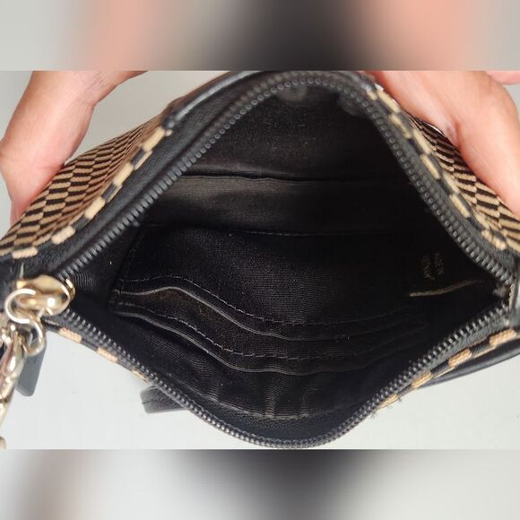 COACH Black and Tan Checkered Wristlet Wallet - Picture 8 of 8